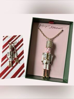 BETSEY JOHNSON SET Christmas Holiday Nutcracker Star Earrings & Necklace NEW NWT